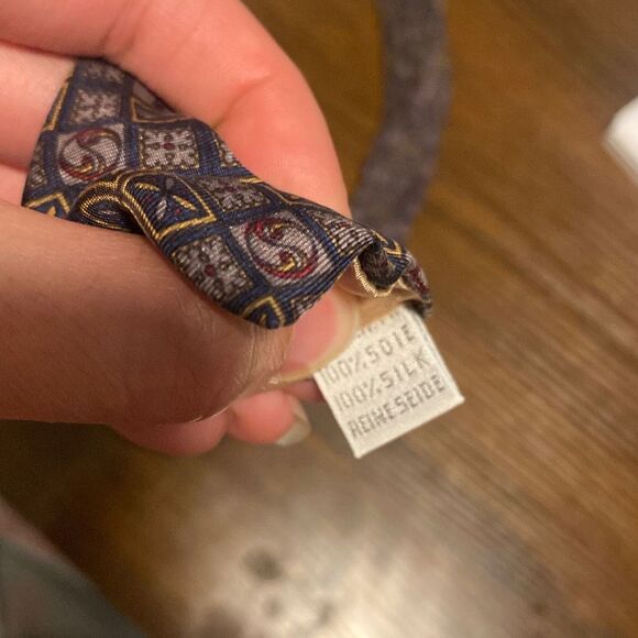 A6 Mens Moschino Square Block Geo Silk Print Tie Fair Condition - Picture 4 of 6